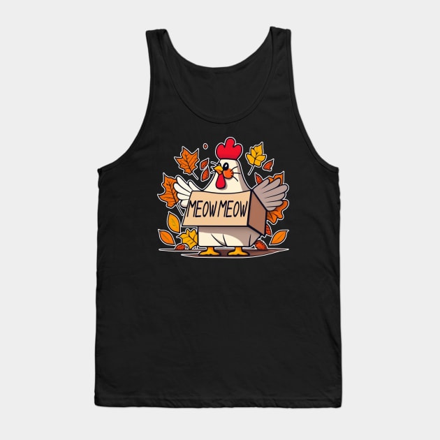 Funny Turkey Cat Meow Thanksgiving Day Shirt For Men Women Tank Top by JennyArtist